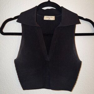Babaton Charcoal Ribbed Collared Top